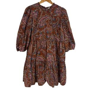a.n.a A New Approach‎ Lizzy Dress 0X Paisley Brown Floral Prairie Ruffle Country